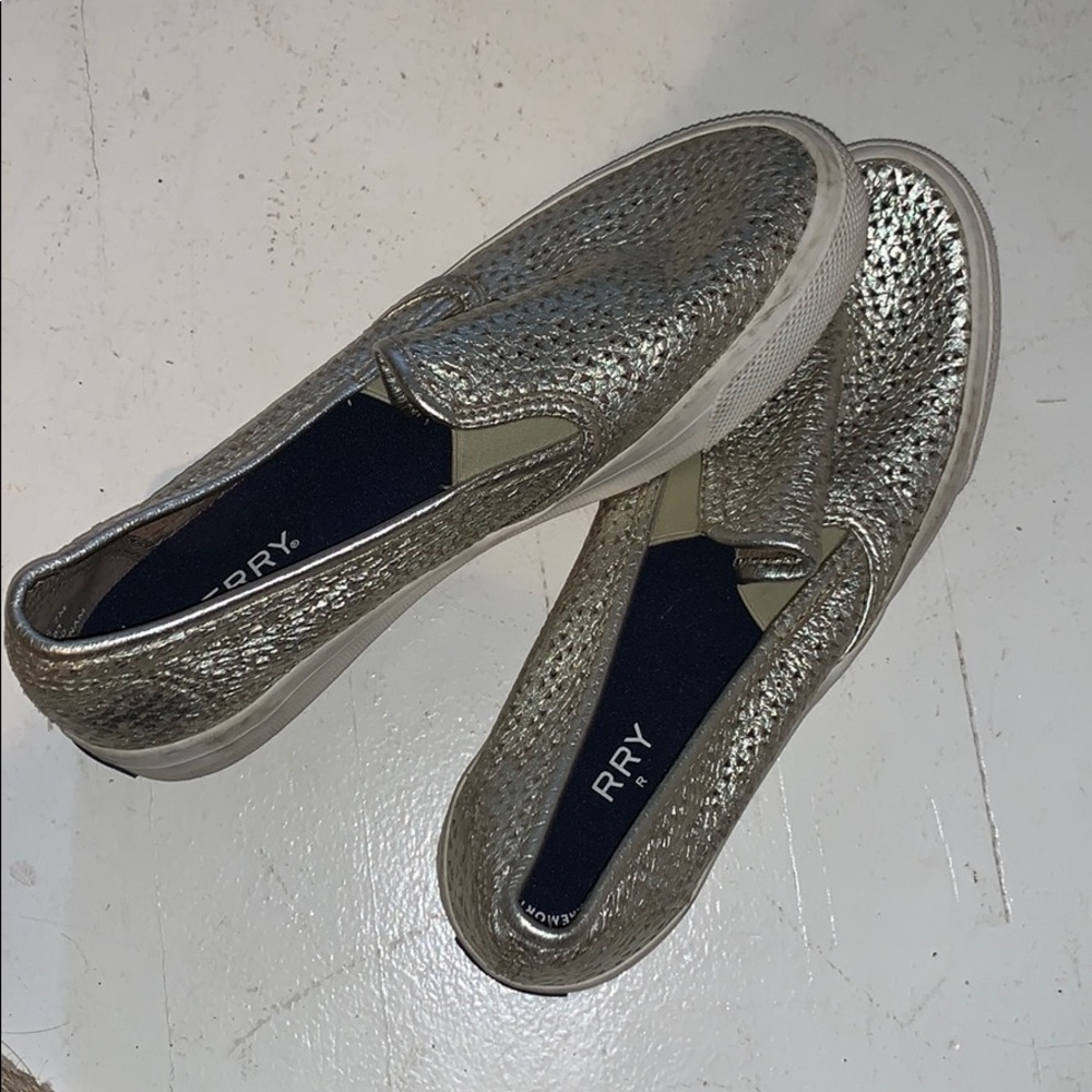 Silver Sperry Slip on shoes